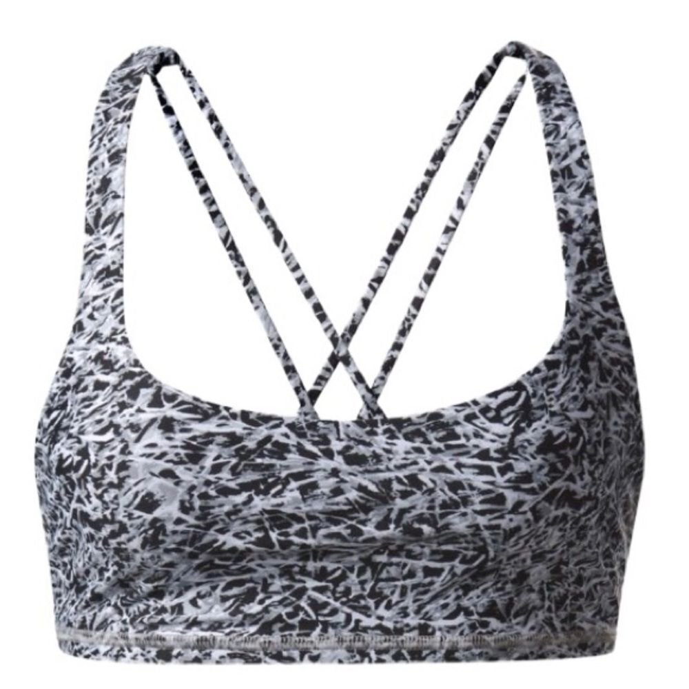 Lululemon Free To Be Bra H2O Mini Ripple White Seal Grey Size 12 Bikini Swim Top